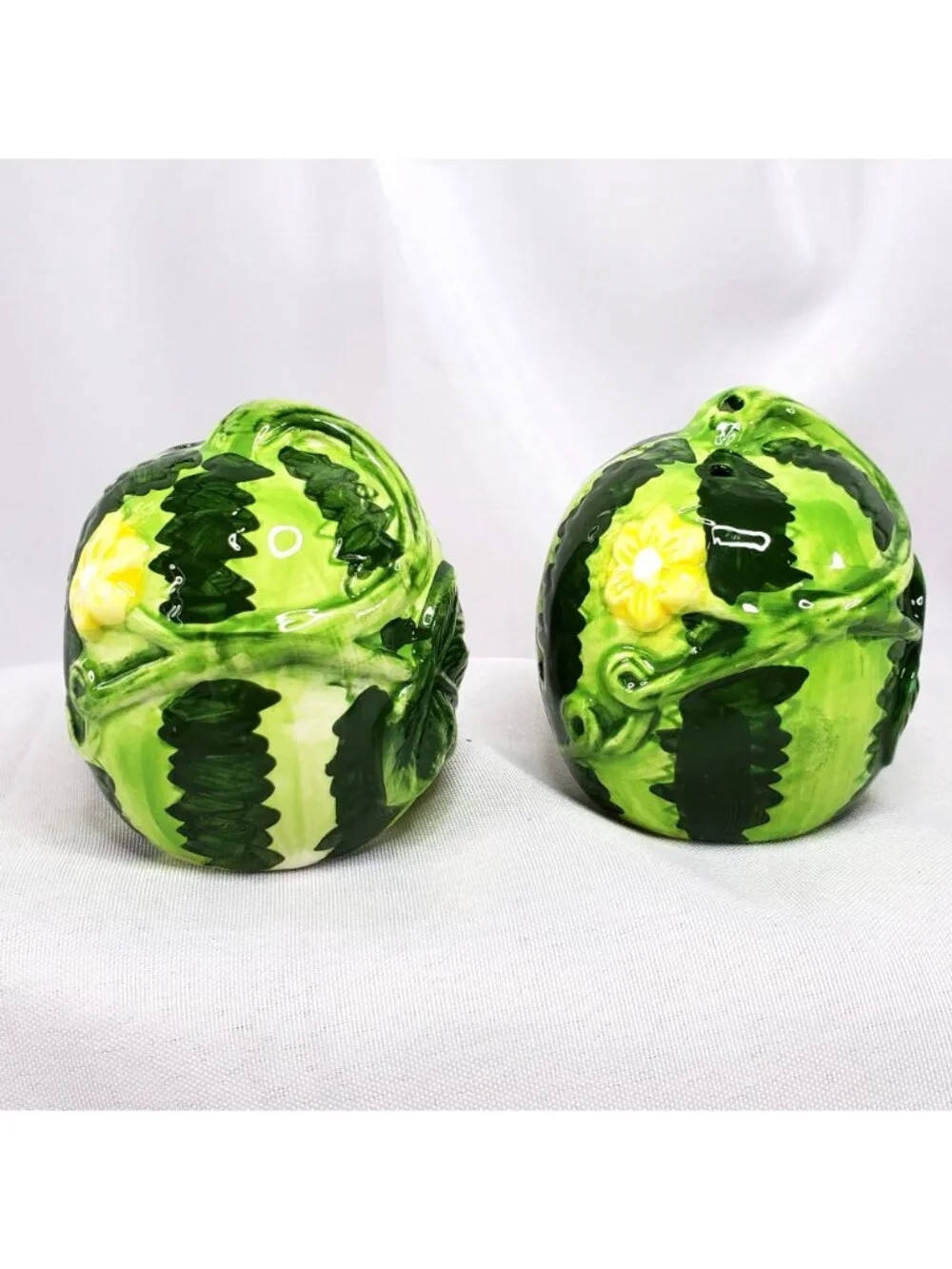 VTG Watermelon Ceramic Salt & Pepper Shakers Hand-Painted 2.75" Tall - Picture 8 of 10